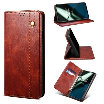 For OnePlus 11R Oil Wax Crazy Horse Texture Leather Phone Case(Brown) - OnePlus Cases by PMC Jewellery | Online Shopping South Africa | PMC Jewellery