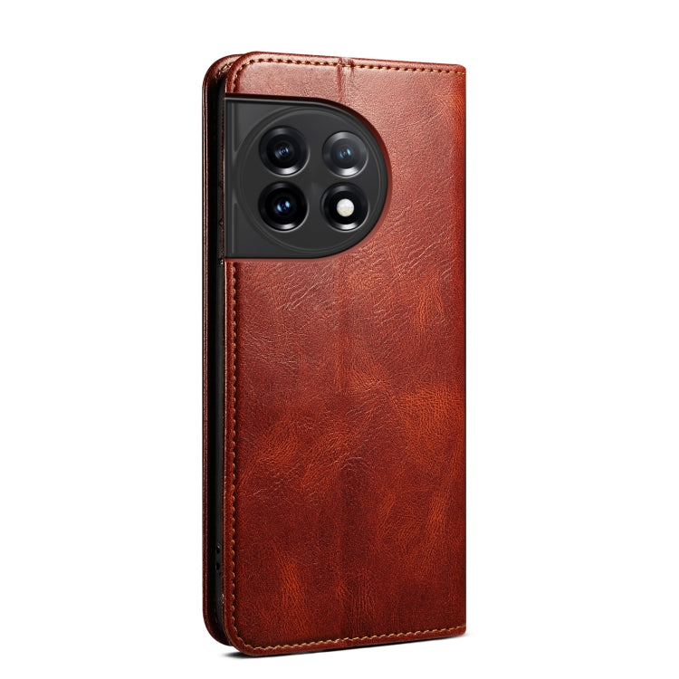 For OnePlus 11R Oil Wax Crazy Horse Texture Leather Phone Case(Brown) - OnePlus Cases by PMC Jewellery | Online Shopping South Africa | PMC Jewellery