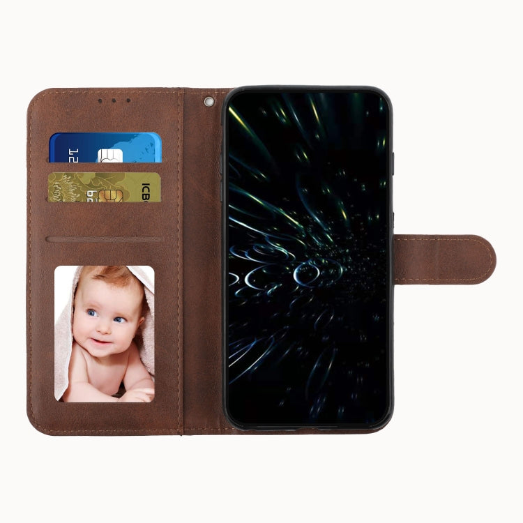 For Xiaomi Redmi Note 12 Pro Speed / Poco X5 Pro 5G Stitching Calf Texture Buckle Leather Phone Case(Brown) - free shipping - PMC TechLife - Order now!