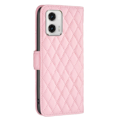 For Motorola Moto G73 5G Diamond Lattice Wallet Leather Flip Phone Case(Pink) - Motorola Cases by PMC Jewellery | Online Shopping South Africa | PMC Jewellery