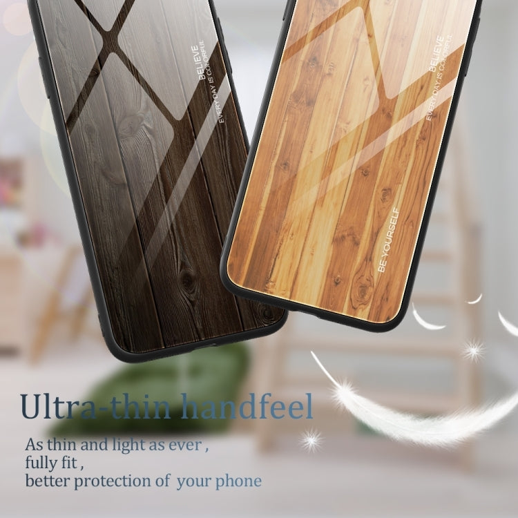 For Xiaomi Redmi 12C Wood Grain Glass Phone Case(Coffee) - Xiaomi Cases by PMC TechLife | Online Shopping South Africa | PMC TechLife