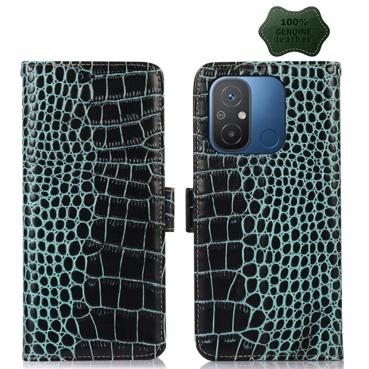 For Xiaomi Redmi 12C / 11A Crocodile Top Layer Cowhide Leather Phone Case(Green) - Xiaomi Cases by PMC Jewellery | Online Shopping South Africa | PMC Jewellery