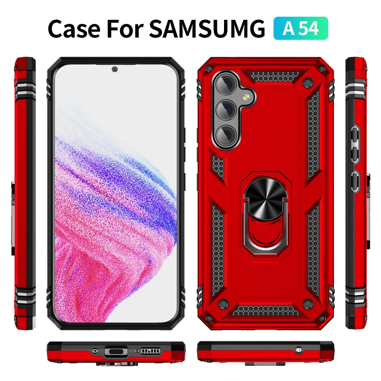 For Samsung Galaxy A54 Shockproof TPU + PC Phone Case with Holder(Red) - free shipping - PMC TechLife - Order now!