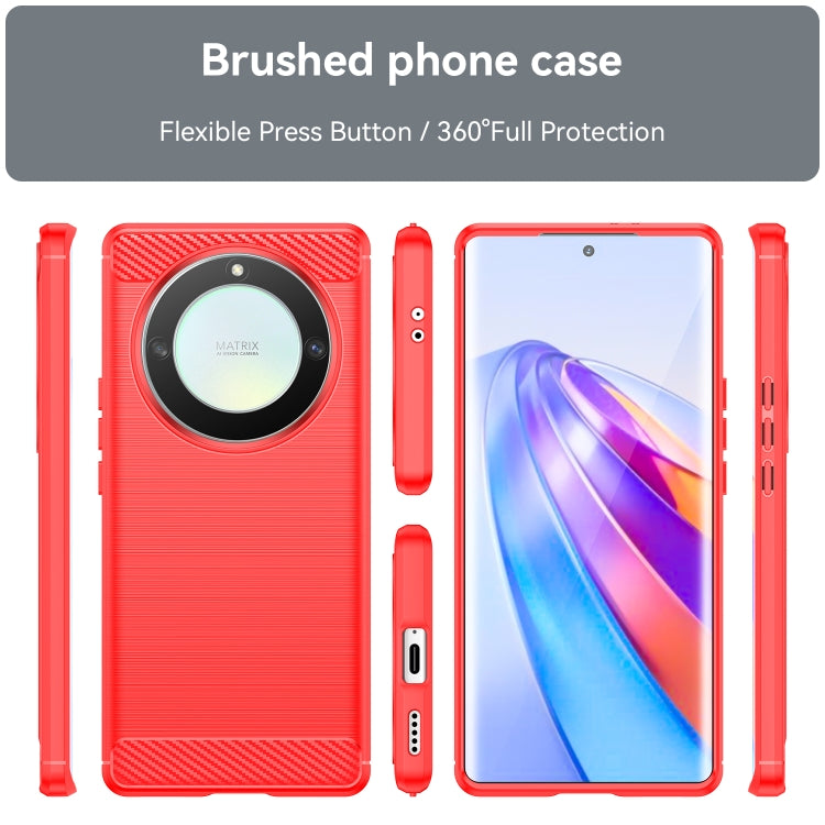 For Honor Magic5 Lite Brushed Texture Carbon Fiber TPU Phone Case(Red) - Honor Cases by PMC TechLife | Online Shopping South Africa | PMC TechLife