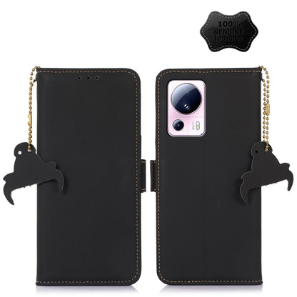 For Xiaomi 13 Lite / Civi 2 Genuine Leather Magnetic RFID Leather Phone Case(Black) - 13 Lite Cases by PMC Jewellery | Online Shopping South Africa | PMC Jewellery