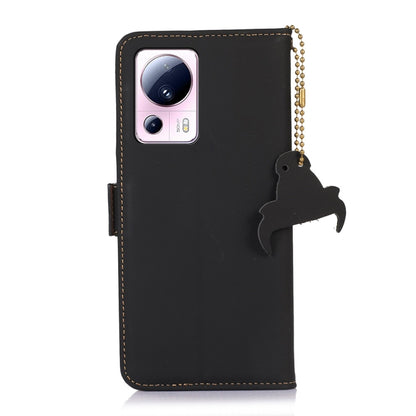 For Xiaomi 13 Lite / Civi 2 Genuine Leather Magnetic RFID Leather Phone Case(Black) - 13 Lite Cases by PMC Jewellery | Online Shopping South Africa | PMC Jewellery