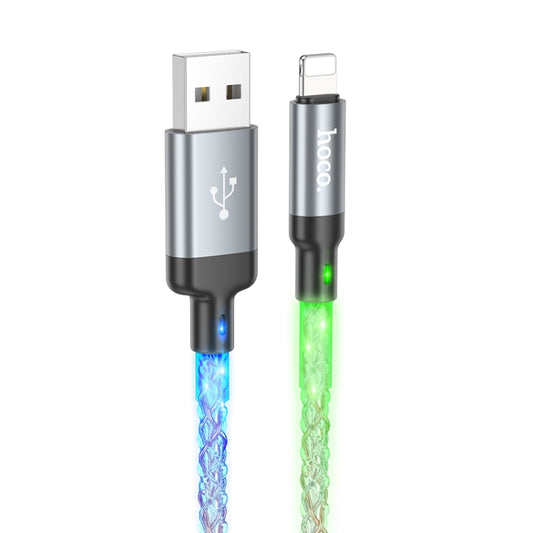 hoco U112 2.4A USB to 8 Pin Luminous Data Cable, Length: 1m(Grey) - Normal Style Cable by hoco | Online Shopping South Africa | PMC Jewellery