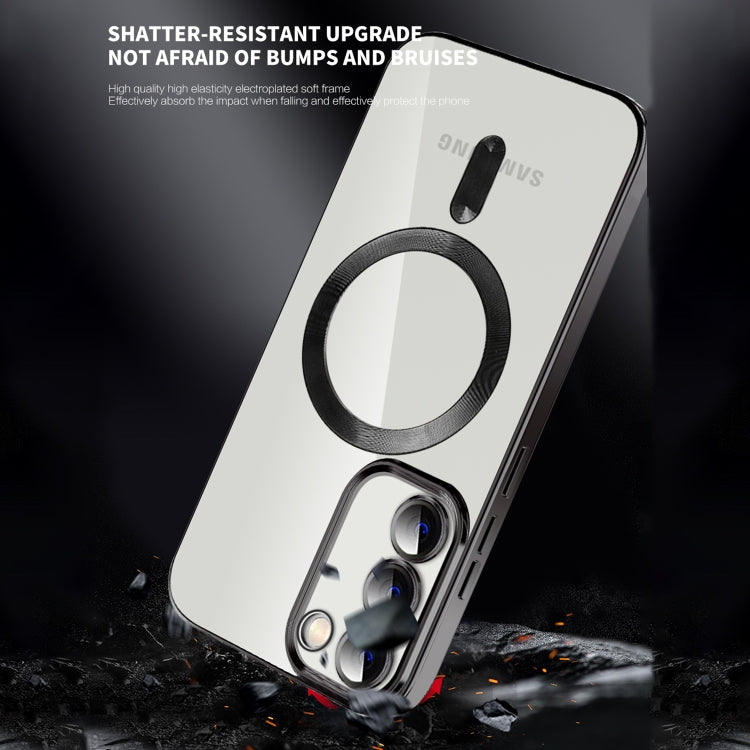 For Samsung Galaxy S23 5G CD Texture Plating TPU MagSafe Phone Case with Lens Film(Black) - Galaxy S23 5G Cases by PMC TechLife | Online Shopping South Africa | PMC TechLife