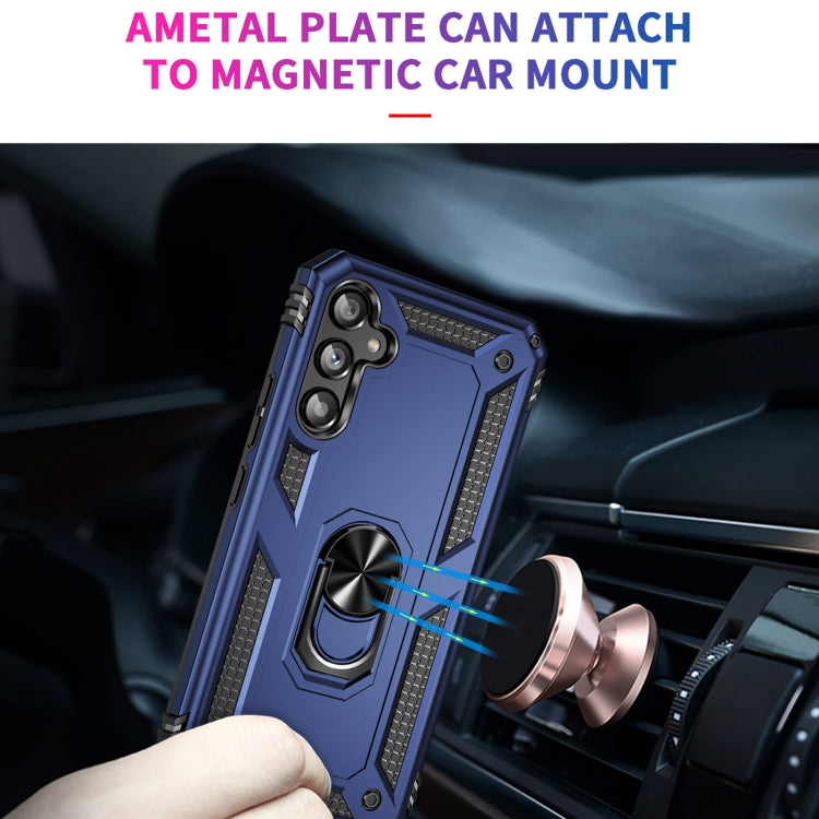 For Samsung Galaxy A34 Shockproof TPU + PC Phone Case with Holder(Blue) - free shipping - PMC TechLife - Order now!