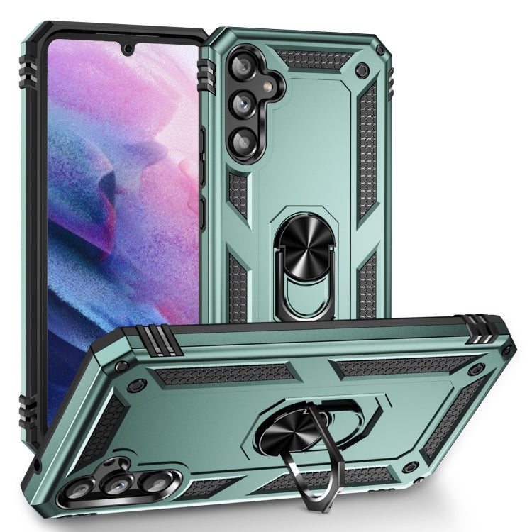 For Samsung Galaxy A34 Shockproof TPU + PC Phone Case with Holder(Dark Green) - free shipping - PMC TechLife - Order now!