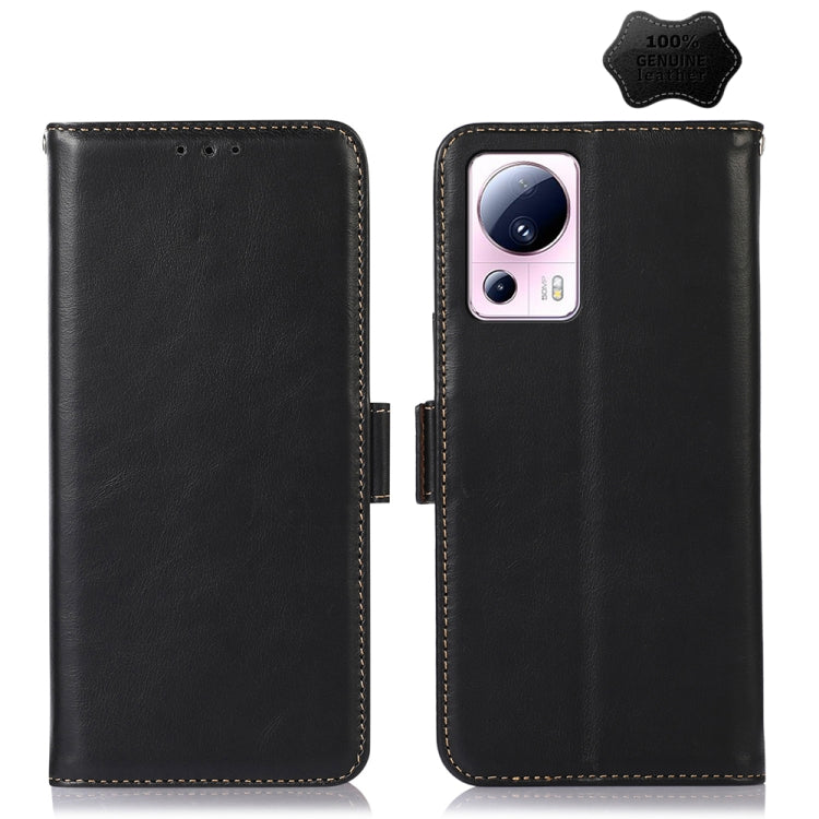 For Xiaomi 13 Lite / Civi 2 Crazy Horse Top Layer Cowhide Leather Phone Case(Black) - 13 Lite Cases by PMC Jewellery | Online Shopping South Africa | PMC Jewellery