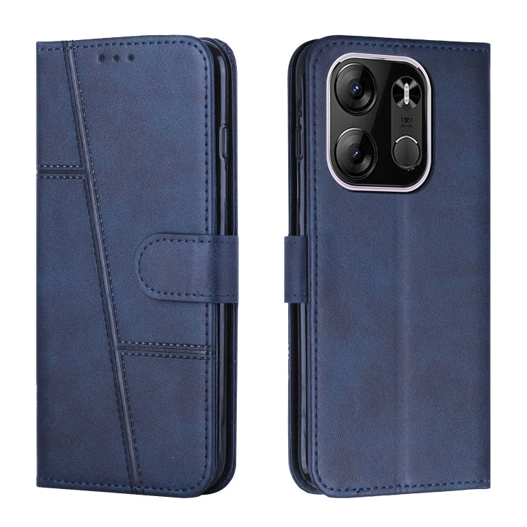 For Tecno Spark Go 2023 Stitching Calf Texture Buckle Leather Phone Case(Blue) - Tecno Cases by PMC Jewellery | Online Shopping South Africa | PMC Jewellery