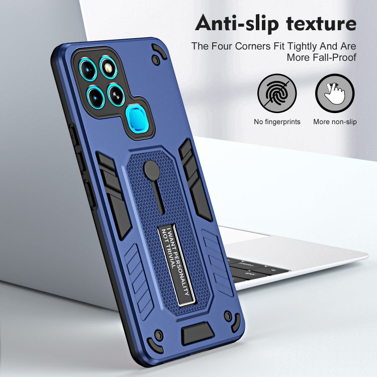 For Infinix Smart 6 Variety Brave Armor Finger Loop Holder Phone Case(Blue) - Infinix Cases by PMC Jewellery | Online Shopping South Africa | PMC Jewellery