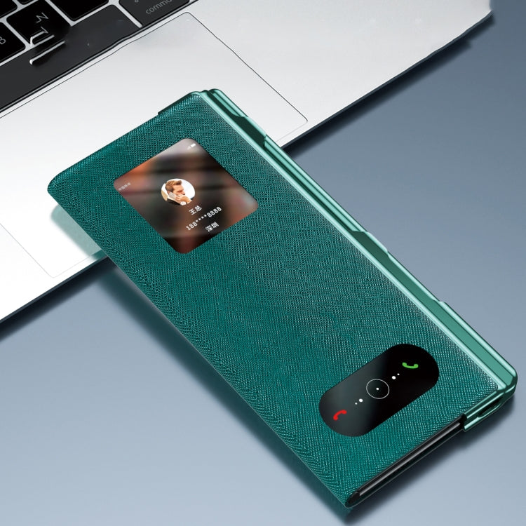 For Huawei Mate Xs 2 integrated Cross Pattern Electroplating All-inclusive Phone Case with Stand(Black) - Huawei Cases by PMC TechLife | Online Shopping South Africa | PMC TechLife | Buy Now Pay Later Mobicred