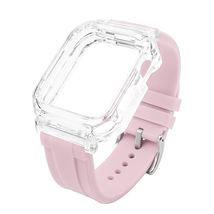 Crystal Clear Polycarbonate Case Silicone Watch Band For Apple Watch Series 9&8&7 41mm / SE 3&SE 2&6&SE&5&4 40mm / 3&2&1 38mm(Pink) - Watch Cases by PMC Jewellery | Online Shopping South Africa | PMC Jewellery | Buy Now Pay Later Mobicred