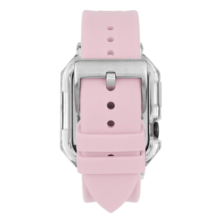 Crystal Clear Polycarbonate Case Silicone Watch Band For Apple Watch Series 9&8&7 41mm / SE 3&SE 2&6&SE&5&4 40mm / 3&2&1 38mm(Pink) - Watch Cases by PMC Jewellery | Online Shopping South Africa | PMC Jewellery | Buy Now Pay Later Mobicred