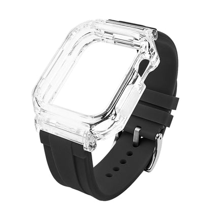 Crystal Clear Polycarbonate Case Silicone Watch Band For Apple Watch Series 8&7 45mm / SE 2&6&SE&5&4 44mm / 3&2&1 42mm(Black) - Watch Cases by PMC Jewellery | Online Shopping South Africa | PMC Jewellery | Buy Now Pay Later Mobicred