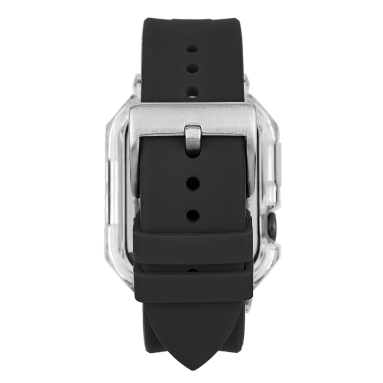 Crystal Clear Polycarbonate Case Silicone Watch Band For Apple Watch Series 8&7 45mm / SE 2&6&SE&5&4 44mm / 3&2&1 42mm(Black) - Watch Cases by PMC Jewellery | Online Shopping South Africa | PMC Jewellery | Buy Now Pay Later Mobicred