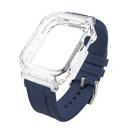 Crystal Clear Polycarbonate Case Silicone Watch Band For Apple Watch Series 8&7 45mm / SE 2&6&SE&5&4 44mm / 3&2&1 42mm(Royal Blue) - Watch Cases by PMC Jewellery | Online Shopping South Africa | PMC Jewellery | Buy Now Pay Later Mobicred