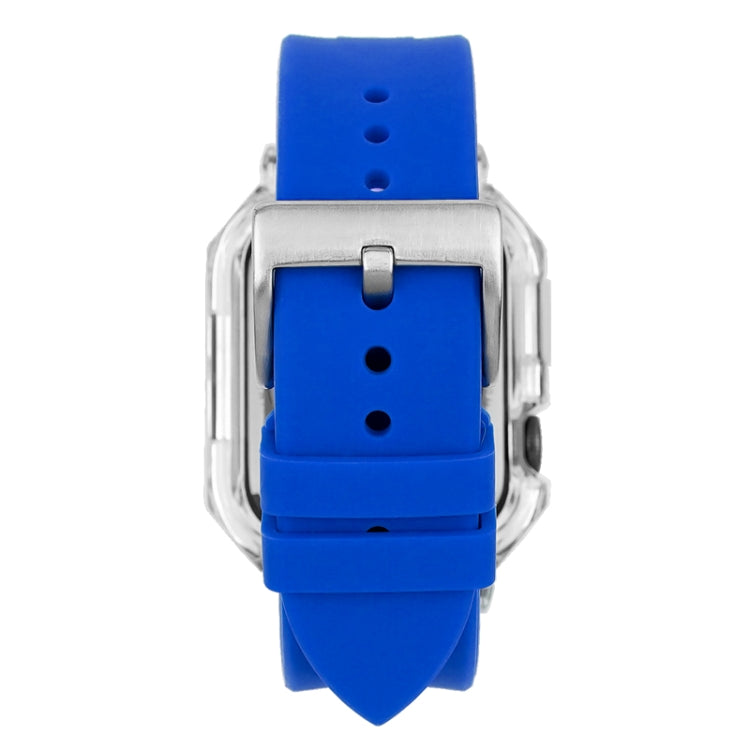 Crystal Clear Polycarbonate Case Silicone Watch Band For Apple Watch Series 8&7 45mm / SE 2&6&SE&5&4 44mm / 3&2&1 42mm(Dark Blue) - Watch Cases by PMC Jewellery | Online Shopping South Africa | PMC Jewellery | Buy Now Pay Later Mobicred