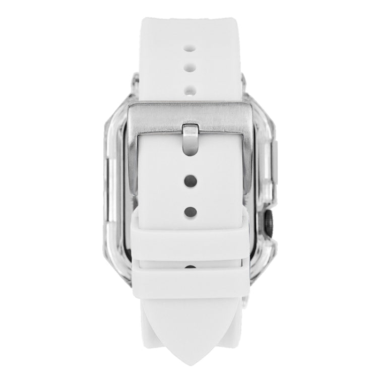 Crystal Clear Polycarbonate Case Silicone Watch Band For Apple Watch Series 8&7 45mm / SE 2&6&SE&5&4 44mm / 3&2&1 42mm(White) - Watch Cases by PMC Jewellery | Online Shopping South Africa | PMC Jewellery | Buy Now Pay Later Mobicred