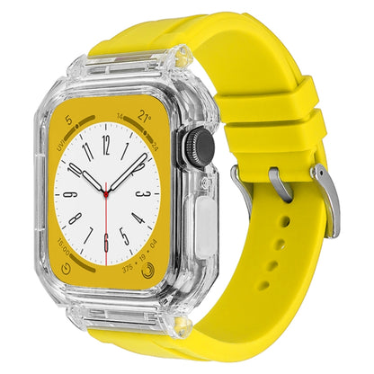 Crystal Clear Polycarbonate Case Silicone Watch Band For Apple Watch Series 8&7 45mm / SE 2&6&SE&5&4 44mm / 3&2&1 42mm(Yellow) - Watch Cases by PMC Jewellery | Online Shopping South Africa | PMC Jewellery | Buy Now Pay Later Mobicred