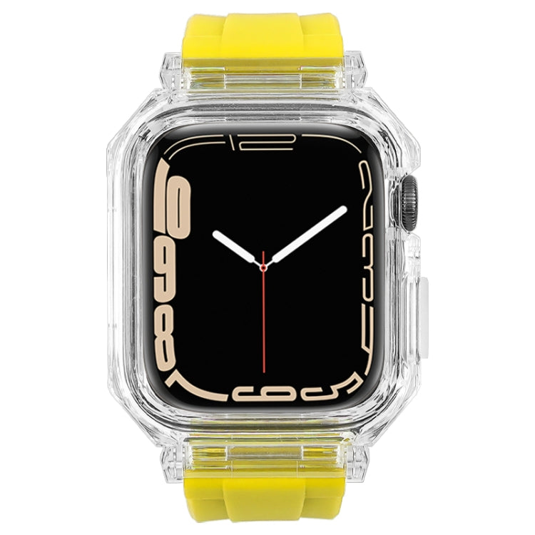 Crystal Clear Polycarbonate Case Silicone Watch Band For Apple Watch Series 8&7 45mm / SE 2&6&SE&5&4 44mm / 3&2&1 42mm(Yellow) - Watch Cases by PMC Jewellery | Online Shopping South Africa | PMC Jewellery | Buy Now Pay Later Mobicred