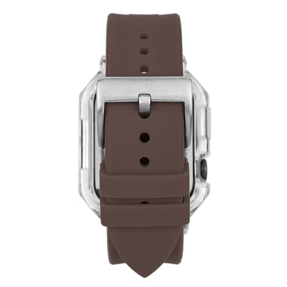 Crystal Clear Polycarbonate Case Silicone Watch Band For Apple Watch Series 8&7 45mm / SE 2&6&SE&5&4 44mm / 3&2&1 42mm(Brown) - Watch Cases by PMC Jewellery | Online Shopping South Africa | PMC Jewellery | Buy Now Pay Later Mobicred