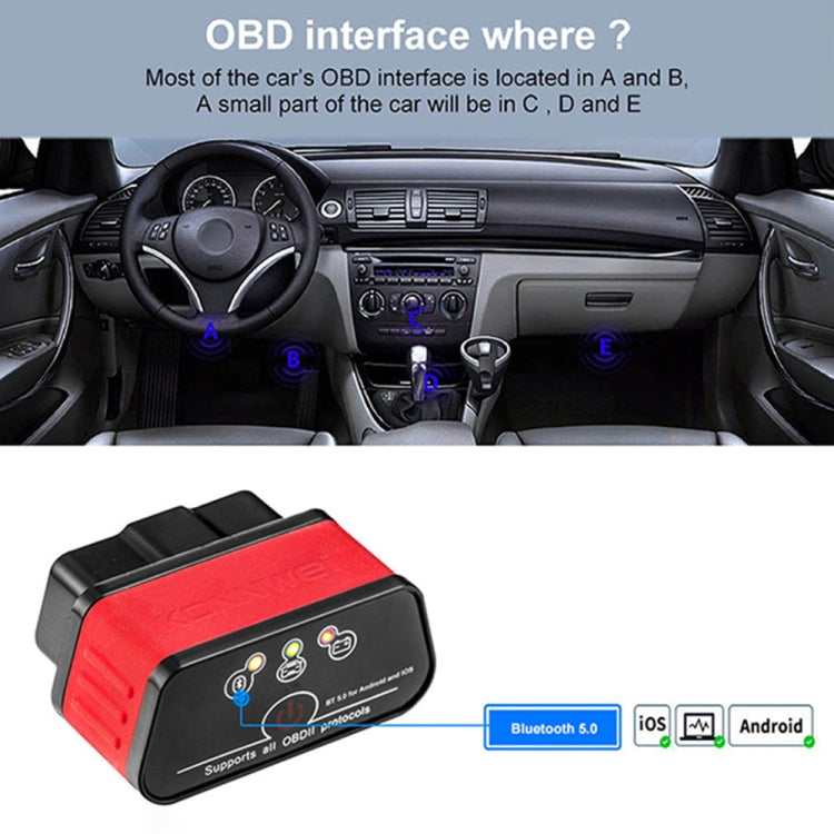 KONNWEI KW903 Bluetooth 5.0 OBD2 Car Fault Diagnostic Scan Tools Support IOS / Android(Black Red) - free shipping - PMC TechLife - Order now!