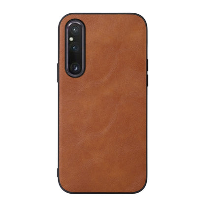 For Sony Xperia 1 V Cowhide Texture PU Phone Case(Brown) - Sony Cases by PMC Jewellery | Online Shopping South Africa | PMC Jewellery