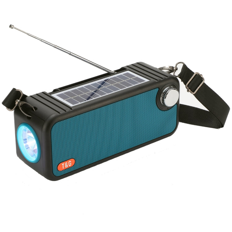 T&G TG637 Outdoor Portable Solar Power Wireless Bluetooth Speaker with FM / Flashlight / TF Card Slot(Peacock Blue) - Desktop Speaker by T&G | Online Shopping South Africa | PMC Jewellery