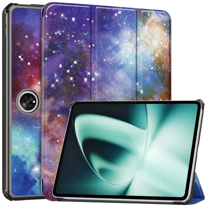 For OnePlus Pad Custer Painted 3-Fold Holder Smart Leather Tablet Case(Milky Way Nebula) - Others by PMC Jewellery | Online Shopping South Africa | PMC Jewellery