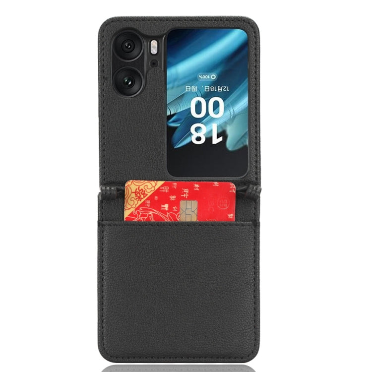 For OPPO Find N2 Flip Lambskin Leather Phone Case(Black) - OPPO Cases by PMC TechLife | Online Shopping South Africa | PMC TechLife | Buy Now Pay Later Mobicred