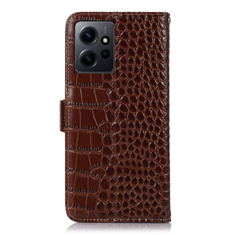 For Xiaomi Redmi Note 12 4G Global Crocodile Top Layer Cowhide Leather Phone Case(Brown) - Note 12 Cases by PMC TechLife | Online Shopping South Africa | PMC TechLife