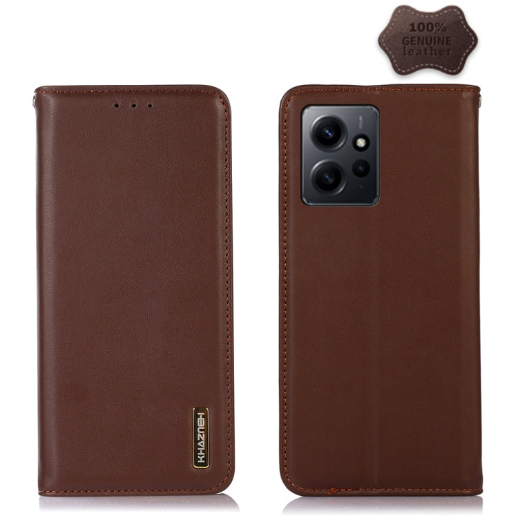 For Xiaomi Redmi Note 12 4G Global KHAZNEH Nappa Top Layer Cowhide Leather Phone Case(Brown) - Note 12 Cases by PMC Jewellery | Online Shopping South Africa | PMC Jewellery