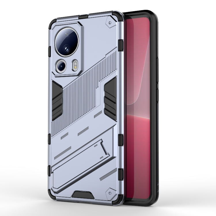 For Xiaomi 13 Lite Punk Armor 2 in 1 PC + TPU Shockproof Phone Case with Holder(Grey) - 13 Lite Cases by PMC Jewellery | Online Shopping South Africa | PMC Jewellery