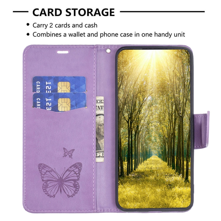 For Xiaomi Redmi Note 12 4G Global Two Butterflies Embossing Leather Phone Case(Purple) - Note 12 Cases by PMC Jewellery | Online Shopping South Africa | PMC Jewellery