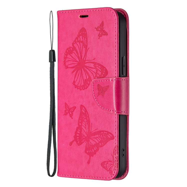 For Xiaomi Redmi Note 12 4G Global Two Butterflies Embossing Leather Phone Case(Rose Red) - free shipping - PMC TechLife - Order now!