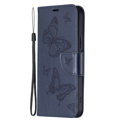 For Xiaomi Redmi Note 12 4G Global Two Butterflies Embossing Leather Phone Case(Blue) - Note 12 Cases by PMC Jewellery | Online Shopping South Africa | PMC Jewellery