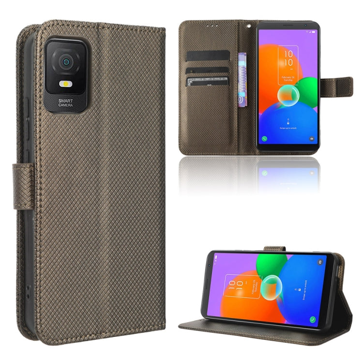 For TCL 403 Diamond Texture Leather Phone Case(Brown) - More Brand by PMC Jewellery | Online Shopping South Africa | PMC Jewellery