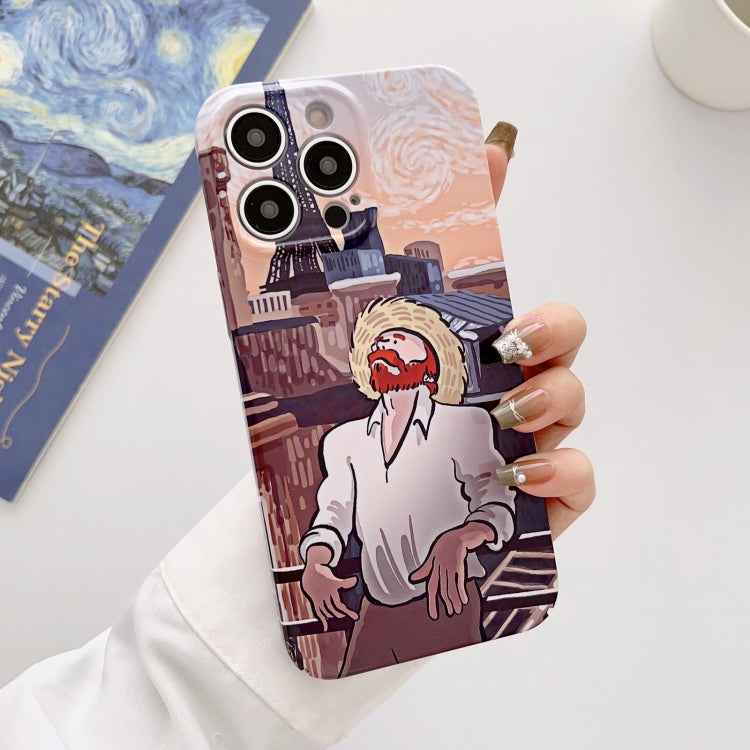 For iPhone 14 Plus Precise Hole Oil Painting Glossy PC Phone Case(Tower) - iPhone 14 Plus Cases by PMC TechLife | Online Shopping South Africa | PMC TechLife