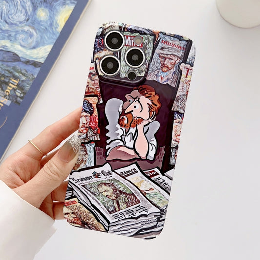 For iPhone 11 Precise Hole Oil Painting Glossy PC Phone Case(Newspaper) - iPhone 11 Cases by PMC Jewellery | Online Shopping South Africa | PMC Jewellery