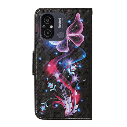 For Xiaomi Redmi 12C Colored Drawing Pattern Flip Leather Phone Case(Fluorescent Butterfly) - Xiaomi Cases by PMC Jewellery | Online Shopping South Africa | PMC Jewellery