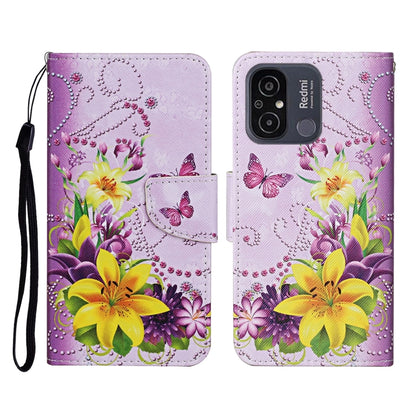 For Xiaomi Redmi 12C Colored Drawing Pattern Flip Leather Phone Case(Yellow Flower Butterfly) - Xiaomi Cases by PMC Jewellery | Online Shopping South Africa | PMC Jewellery