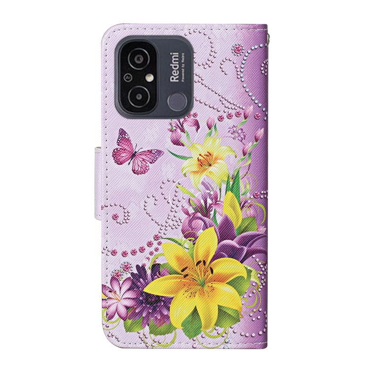 For Xiaomi Redmi 12C Colored Drawing Pattern Flip Leather Phone Case(Yellow Flower Butterfly) - Xiaomi Cases by PMC Jewellery | Online Shopping South Africa | PMC Jewellery