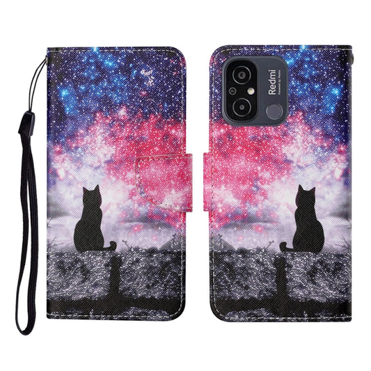 For Xiaomi Redmi 12C Colored Drawing Pattern Flip Leather Phone Case(Star Sky Cat) - Xiaomi Cases by PMC Jewellery | Online Shopping South Africa | PMC Jewellery