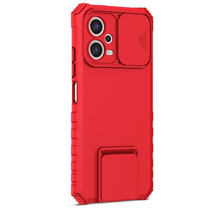 For Xiaomi Redmi Note 12 5G / Poco X5 Stereoscopic Holder Sliding Camshield Phone Case(Red) - Note 12 Cases by PMC Jewellery | Online Shopping South Africa | PMC Jewellery