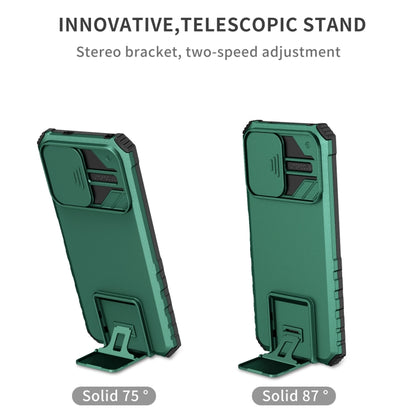 For Xiaomi Redmi Note 12 5G / Poco X5 Stereoscopic Holder Sliding Camshield Phone Case(Green) - Note 12 Cases by PMC Jewellery | Online Shopping South Africa | PMC Jewellery