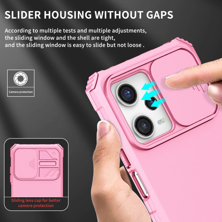 For Xiaomi Redmi Note 12 Pro 5G / Poco X5 Pro Stereoscopic Holder Sliding Camshield Phone Case(Pink) - Note 12 Pro Cases by PMC Jewellery | Online Shopping South Africa | PMC Jewellery