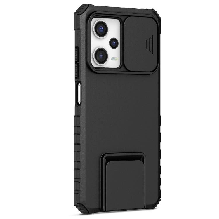 For Xiaomi Redmi Note 12 Pro 5G / Poco X5 Pro Stereoscopic Holder Sliding Camshield Phone Case(Black) - Note 12 Pro Cases by PMC Jewellery | Online Shopping South Africa | PMC Jewellery